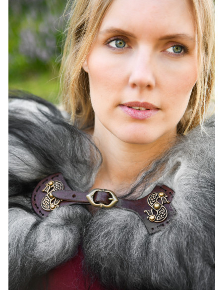 Closure of medieval leather cape...