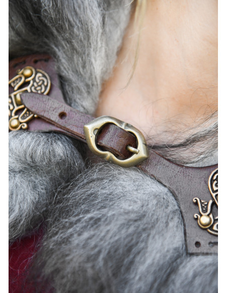 Closure of medieval leather cape...