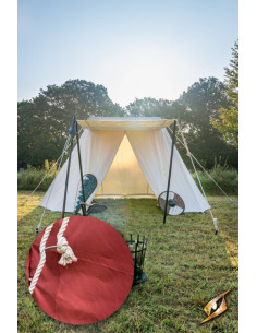 Medieval red tent for warriors, 3 x 5 meters. (Compact...