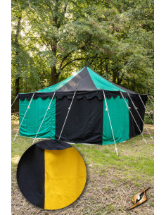 Medieval marquee tent, black-yellow 4 x 4 meters (Compact...