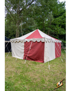 Medieval marquee tent, natural-red 4 x 4 meters (Compact...