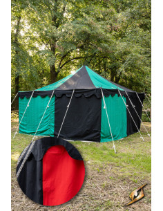 Medieval marquee tent, black-red 4 x 4 meters (Compact...