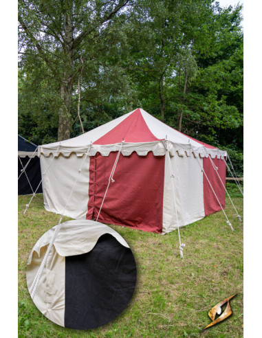 Medieval marquee tent, natural-black 4 x 4 meters (Compact Version)