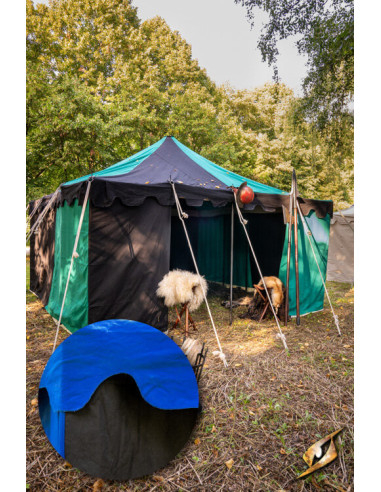 Medieval marquee tent, black-blue 4 x 4 meters (Compact Version)