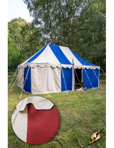 Medieval marquee tent, natural-red 4 x 6 meters. (Compact Version)
