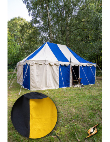 Medieval marquee tent, black-yellow 4 x 6 meters. (Compact Version)