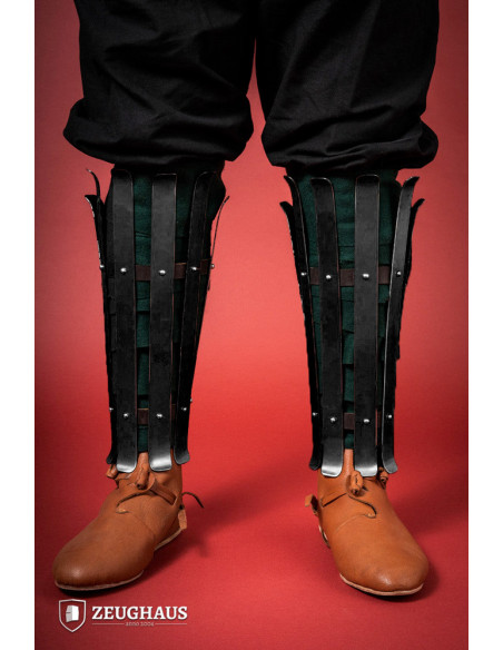 Viking greaves in blackened steel...