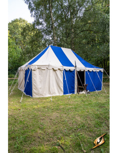 Medieval marquee tent, natural-blue 4 x 6 meters. (Compact Version)