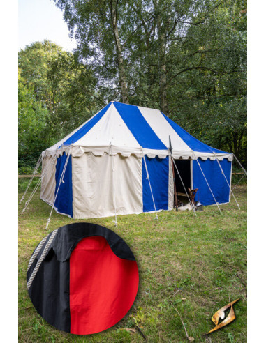 Medieval marquee tent, black-red 4 x 6 meters. (Compact Version)