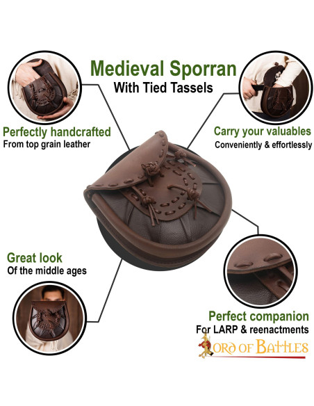 Medieval leather waist bag with...