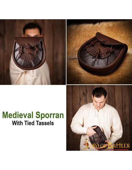 Medieval leather waist bag with...