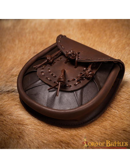 Medieval leather waist bag with...