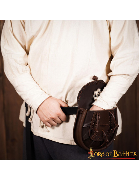 Medieval leather waist bag with...
