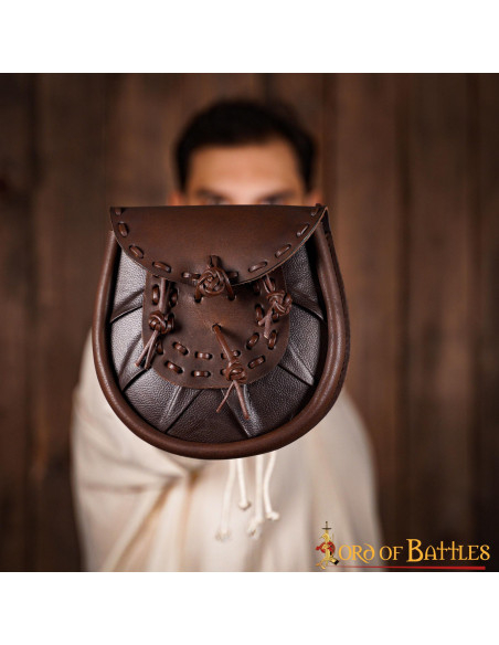 Medieval leather waist bag with...