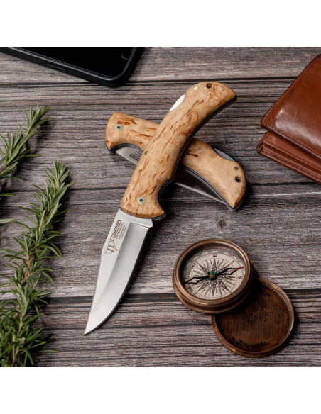 Curly birch handle hunting knife,...