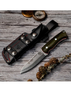 Bushcrafter knife Canvas micarta handle by Cudeman