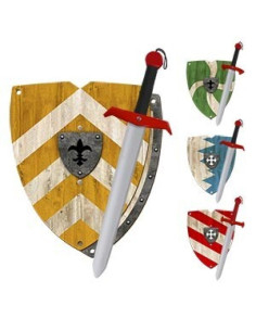Medieval wooden sword and shield set, for children