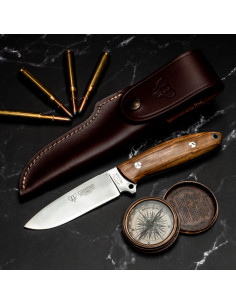 Cudeman Suther hunting knife, olive wood handle