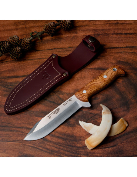 Hunting knife olive handle Cudeman