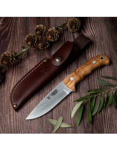 Olive handle hunting knife, blade 11 cms.