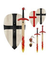Cross shield set with flaming sword and baldric, for children