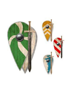 Relief Norman shield set with rustic sword, for children