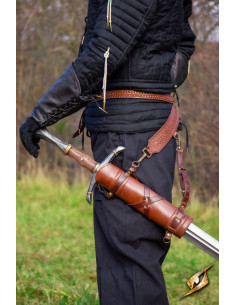 Baldric with medieval sword belt, brown