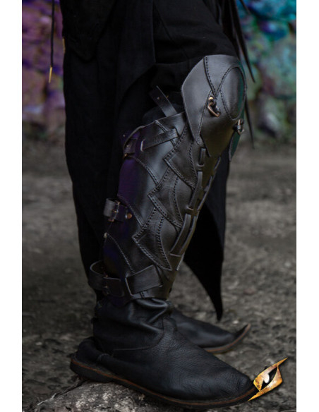 Shadow Warrior's Leather Greaves, Black Shadow Warrior's Leather Greaves, Black