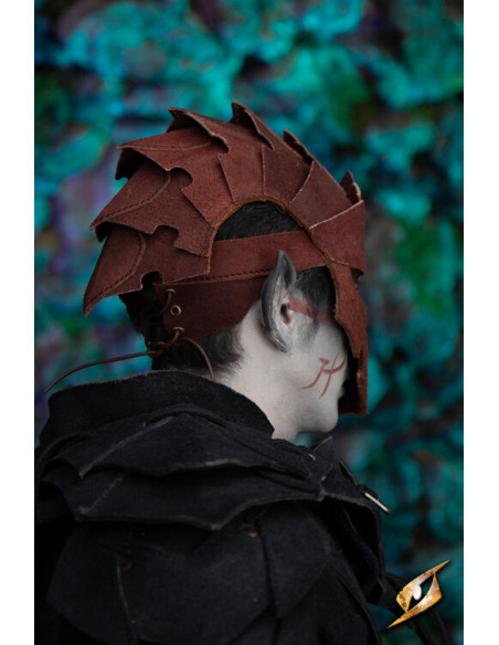 Assassin mask in suede leather, brown