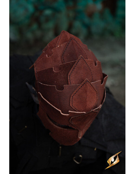 Assassin mask in suede leather, brown