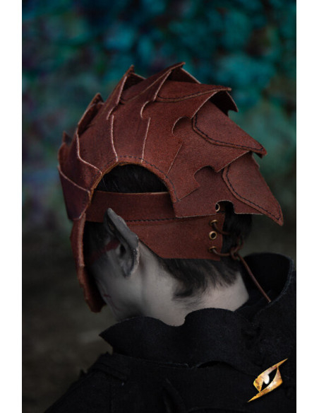 Assassin mask in suede leather, brown