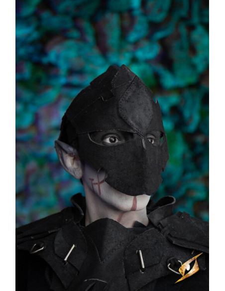 Assassin mask in suede leather, black