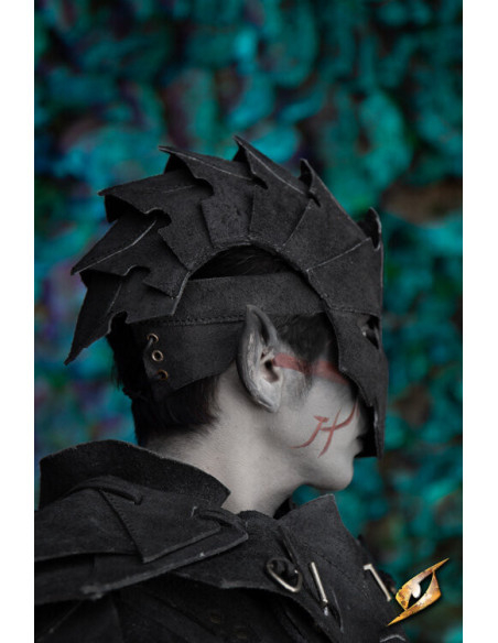 Assassin mask in suede leather, black