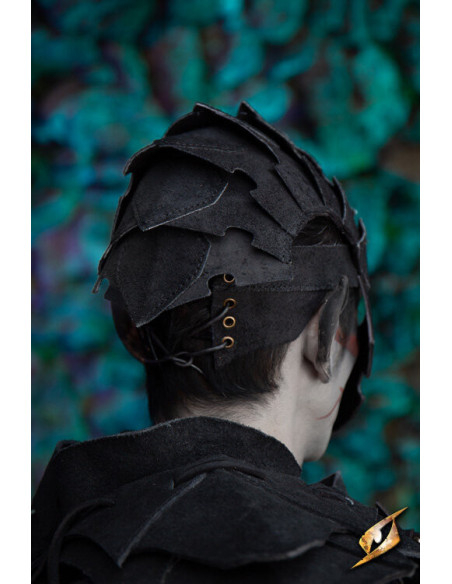 Assassin mask in suede leather, black