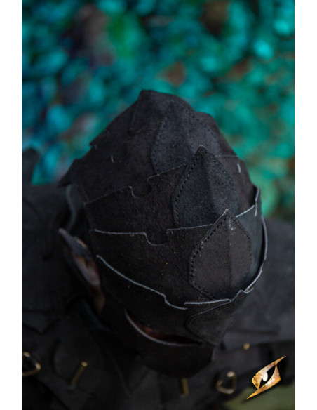 Assassin mask in suede leather, black