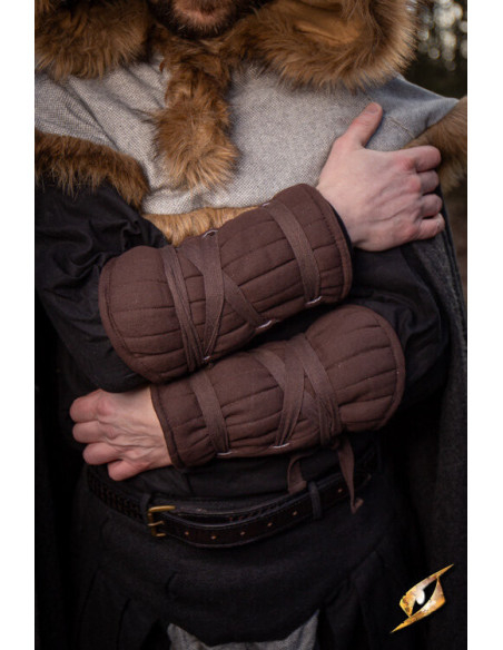 Padded Greaves and Bracelets Set, brown