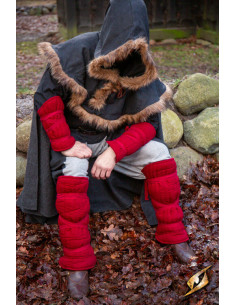 Padded Greaves and Bracelets Set, red