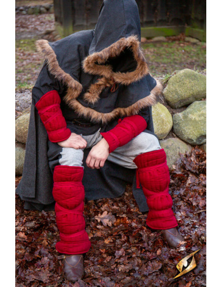 Padded Greaves and Bracelets Set, red