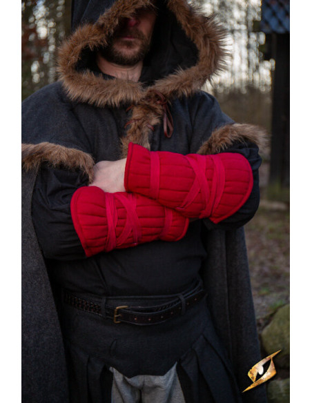 Padded Greaves and Bracelets Set, red