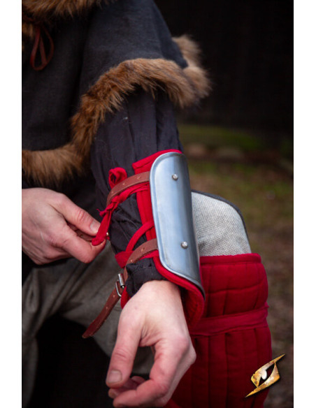 Padded Greaves and Bracelets Set, red