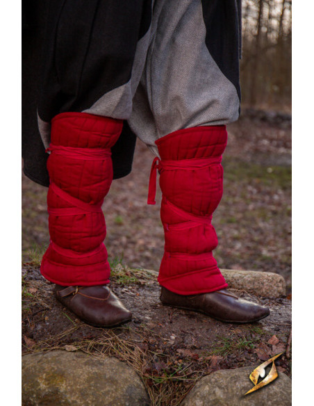 Padded Greaves and Bracelets Set, red