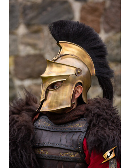 Corinthian helmet with plume, gold...