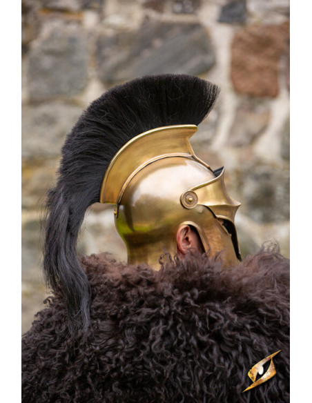 Corinthian helmet with plume, gold...