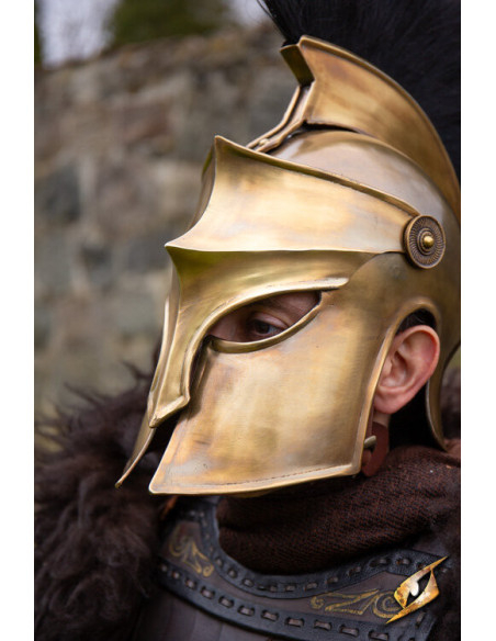 Corinthian helmet with plume, gold...