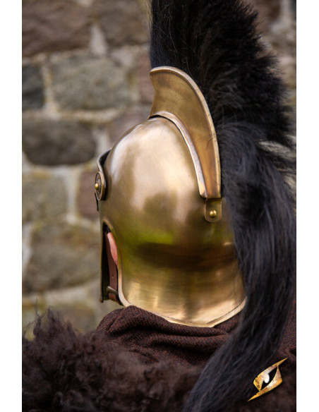 Corinthian helmet with plume, gold...