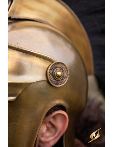 Corinthian helmet with plume, gold...
