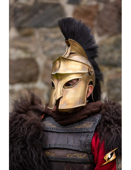 Corinthian helmet with plume, gold...