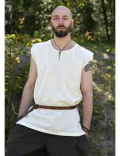 Medieval sleeveless tunic model Clement, natural white