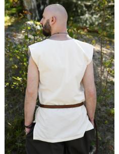 Medieval sleeveless tunic model Clement, natural white 2