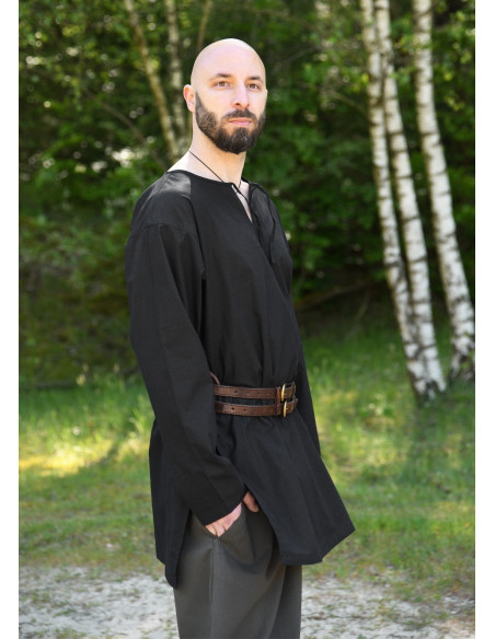 Black medieval tunic long sleeve,...